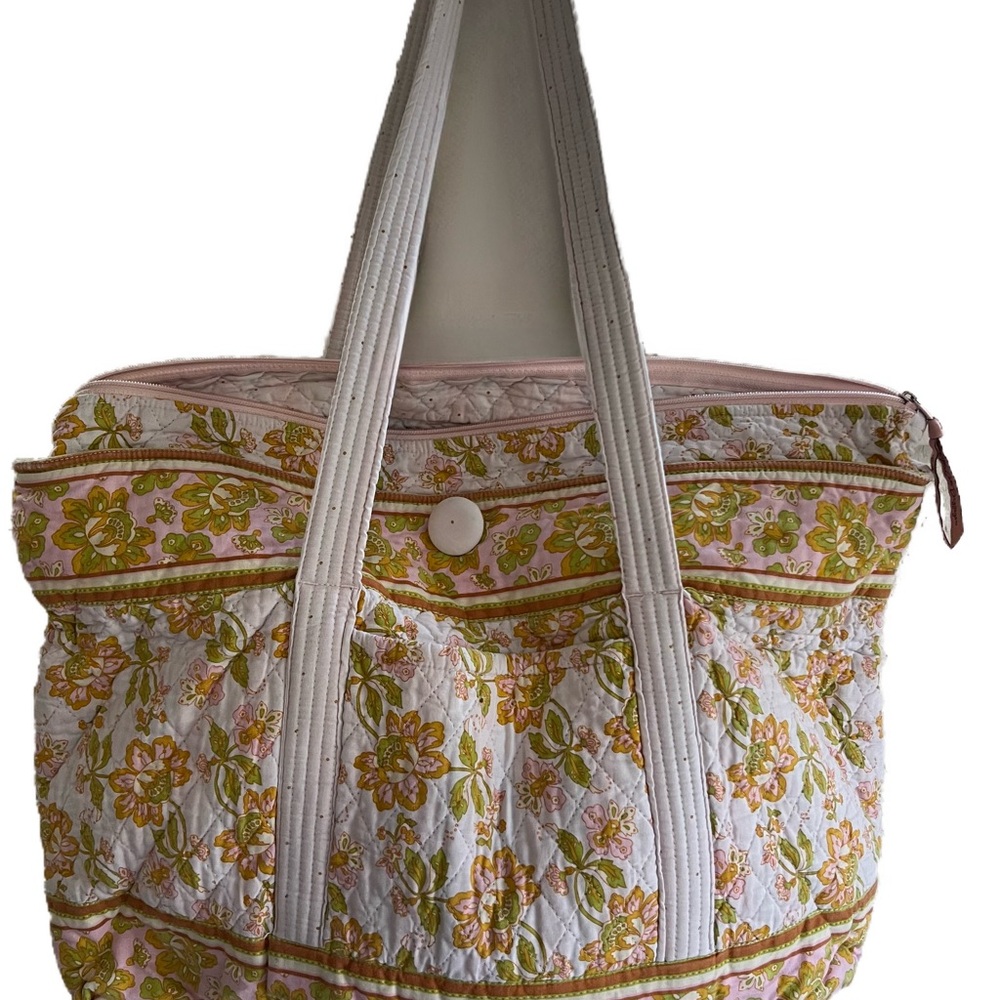 Floral Quilted Tote Bag - White and Pink “She Got Baggage”